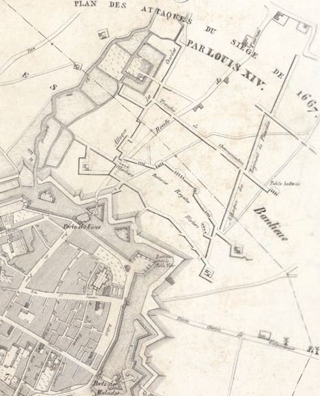 Plan du travail de sape lors du siège de 1667
